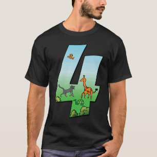 Safari Geburtstagskind 4. Kinder Giraffe Tiernumme T-Shirt