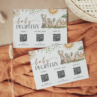Safari Gender Neutral Baby Shower Registry Card Begleitkarte