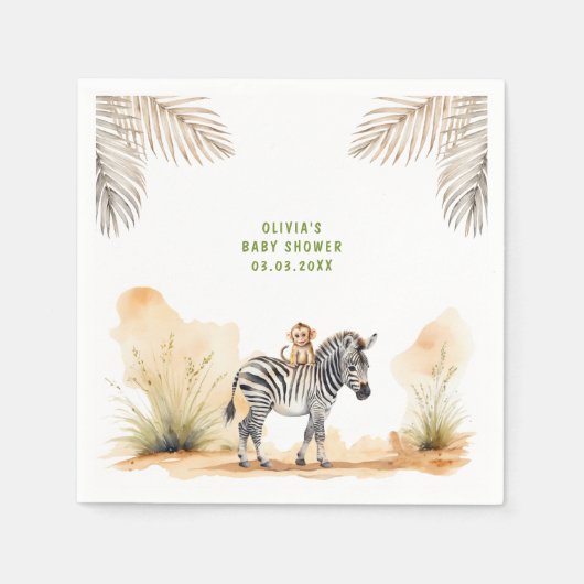 Safari Gender Neutral Baby Shower Serviette (Vorderseite)