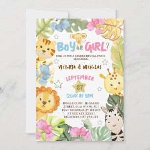 Safari Gender Reveal Watercolor Einladung