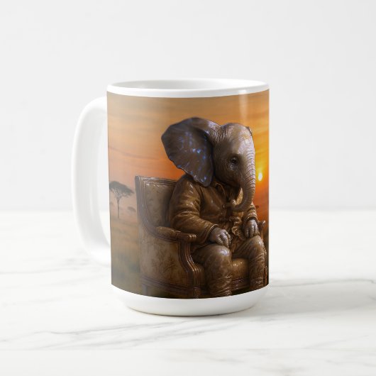 Safari-Gentleman-Elefant Kaffeetasse (Vorderseite Links)