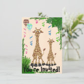 Safari Giraffe Baby Dusche Einladung (Stehend Vorderseite)