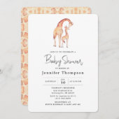 Safari Giraffe Baby Dusche Einladung (Vorne/Hinten)