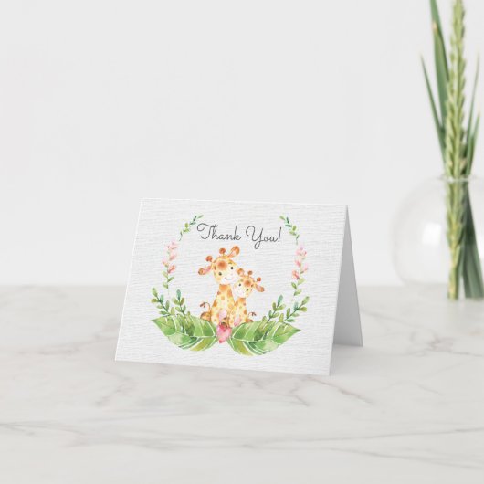 Safari Giraffe Babydusche Vielen Dank Dankeskarte (Vorderseite)