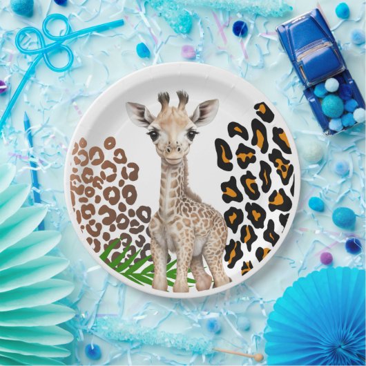 Safari Giraffe Birthday Wild One Two Wild Party Pappteller (Party)