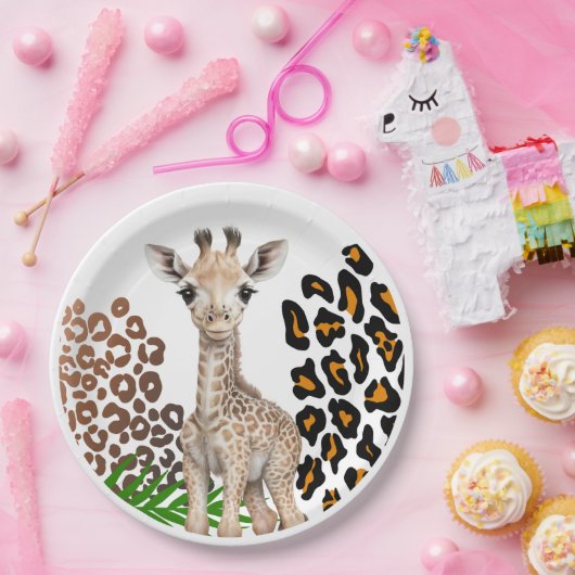 Safari Giraffe Birthday Wild One Two Wild Party Pappteller (Party)