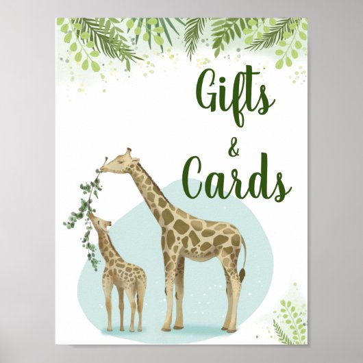 Safari Giraffe Blätter Baby Duschgeschenke und Kar Poster (Vorne)