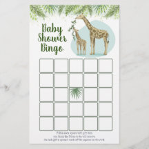 Safari Giraffe Blätter Baby Shower Bingo Game