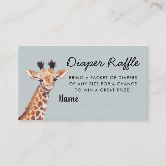 Safari Giraffe Diaper Raffle Baby Dusche Begleitkarte (Vorderseite)