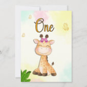 Safari Giraffe erste Einladung zum Geburtstag (Rückseite)