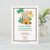 Safari Giraffe Erste Geburtstagsparty Einladung (Stehend Vorderseite)