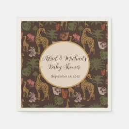 Safari Giraffe & Floral Baby Dusche Party Serviette