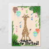 Safari Giraffe Geburtstagsparty Einladung (Vorderseite)