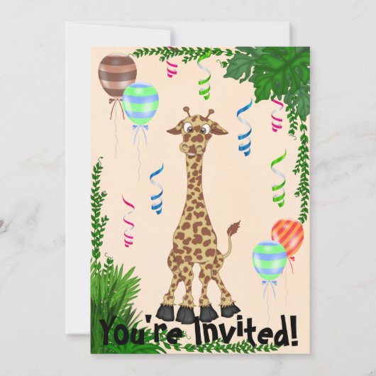 Safari Giraffe Geburtstagsparty Einladung (Vorderseite)