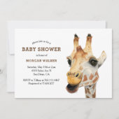 Safari Giraffe Gender Neutral Baby Duwer Einladung (Vorderseite)