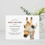 Safari Giraffe Gender Neutral Baby Duwer Einladung (Stehend Vorderseite)