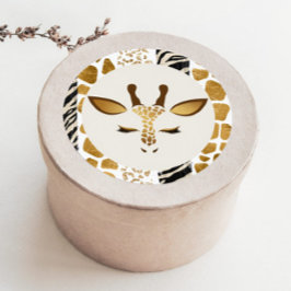 Safari giraffe Gold modern Wild ein Geburtstag Runder Aufkleber