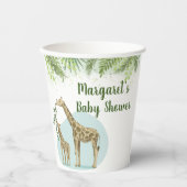 Safari Giraffe Green Blätter Kinderdusche Pappbecher (Vorderseite)