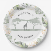 Safari Giraffe Palm Blätter Kinderdusche Pappteller (Vorderseite)