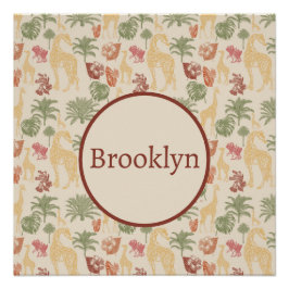 Safari Giraffe & Palm Blätter Kinderzimmer Poster