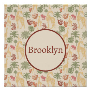 Safari Giraffe & Palm Blätter Kinderzimmer Poster