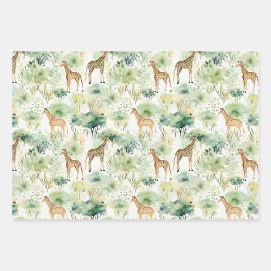 Safari Giraffe Pattern Africa Wildlife Themed Geschenkpapier Set (Vorderseite 2)