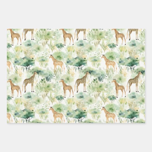 Safari Giraffe Pattern Africa Wildlife Themed Geschenkpapier Set (Vorderseite)