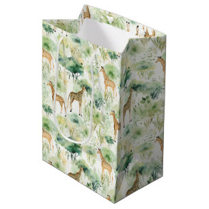 Safari Giraffe Pattern Africa Wildlife Themed Mittlere Geschenktüte