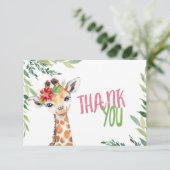 Safari Giraffe Pink Danke Karte (Stehend Vorderseite)