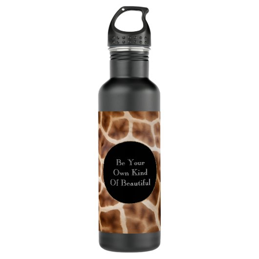 Safari Giraffe Print Edelstahlflasche (Vorderseite)