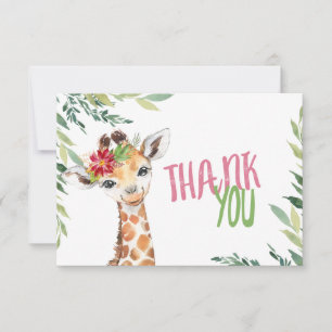 Safari-Giraffe Rosa Dankeschön-Notizkarte Dankeskarte