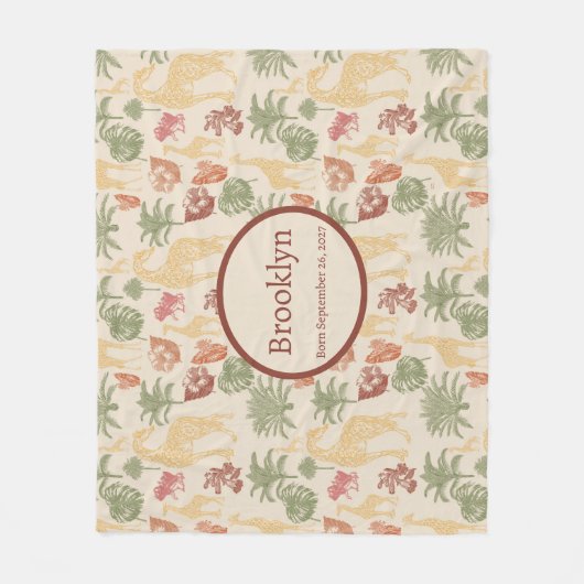 Safari Giraffe & Tropical Blätter Kinderzimmer Fleecedecke (Vorderseite)