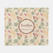 Safari Giraffe & Tropical Blätter Kinderzimmer Fleecedecke (Vorderseite (Horizontal))