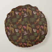Safari Giraffe & Tropical Blätter Kinderzimmer Rundes Kissen (Rückseite)