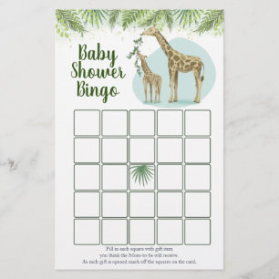 Safari-Giraffe verlässt Baby Shower Bingo-Spiel