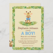 Safari Giraffe Watercolor Niedlich Boy Baby Dusche Einladung (Vorne/Hinten)
