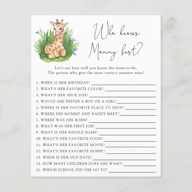 Safari Giraffe - Wer kennt Mommy am besten (Vorderseite)