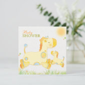Safari Giraffe Whimsical Baby Shower Einladung (Stehend Vorderseite)