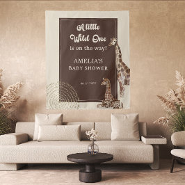 Safari Giraffe Wild Adventure Baby Shower Hintergr Wandteppich