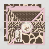 Safari Girl Einladung Platz (Vorne/Hinten)