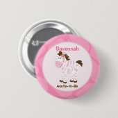 Safari Girl individuelle Namensmarke Pink Zebra Button (Vorne & Hinten)