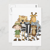 Safari Girl T - Shirt und Geschenke Postkarte (Vorne/Hinten)