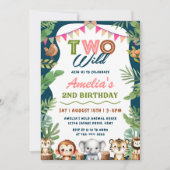 Safari Girl Two Wild 2. Geburtstag Einladung (Vorderseite)