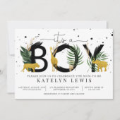 Safari Gold Animals Baby Shower Einladung (Vorderseite)