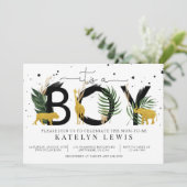 Safari Gold Animals Baby Shower Einladung (Stehend Vorderseite)