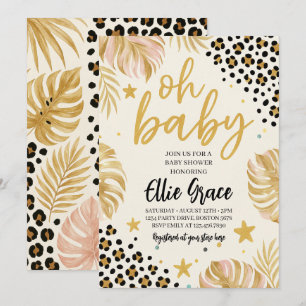 Safari Gold Leopard Print Baby Dusche Einladung