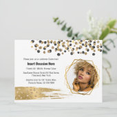 Safari Gold Schwarz Brautparty Glitzer Confetti Einladung (Stehend Vorderseite)