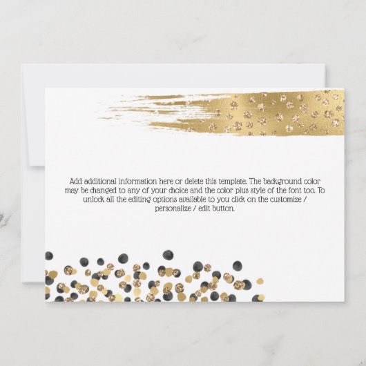 Safari Gold Schwarz Brautparty Glitzer Confetti Einladung (Rückseite)