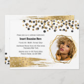 Safari Gold Schwarz Brautparty Glitzer Confetti Einladung (Vorne/Hinten)