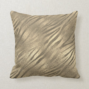 Safari Gold Zebra Tierhaut Sepia Glass Metal Kissen